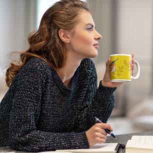Colorful birds on a floral Environment Two-Tone Coffee Mug
