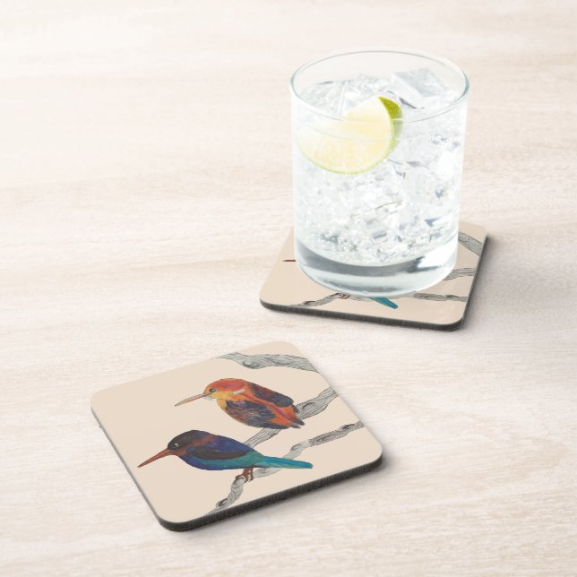 Colorful Birds on a Set of Six Coasters (Right Side)