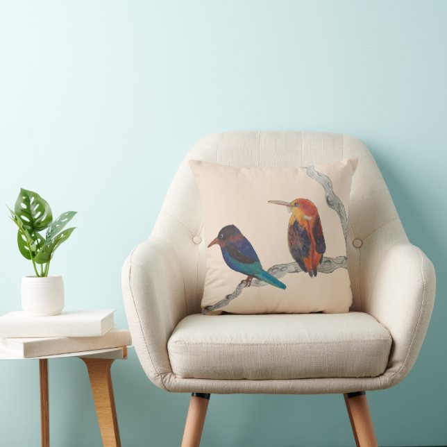 Colorful Birds on a Throw Pillow (Chair)