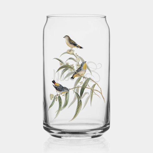 Colorful birds on a tree branch can glass (Front)