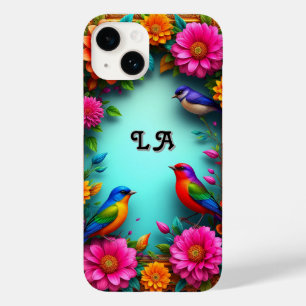 Colorful Birds Perched Among Vibrant Flowers Case-Mate iPhone 14 Case