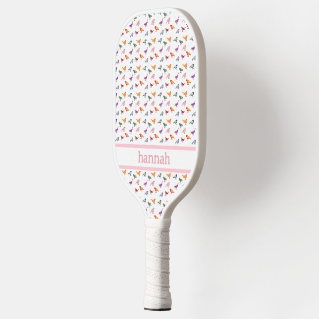 Colorful Birds Personalized Pickleball Paddle (Left)