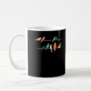 Colorful Birds Sitting On Wires Cute Birding Coffee Mug