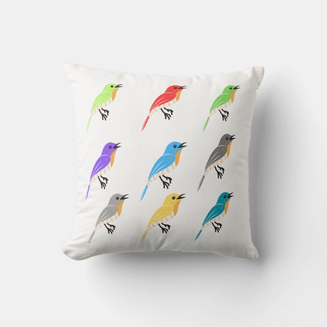 Colorful Birds Square Pillow (Front)