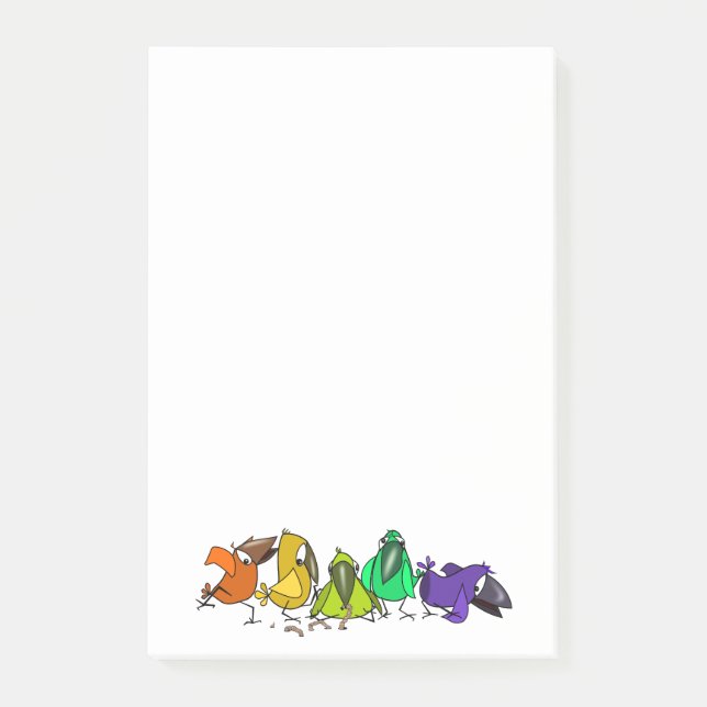 Colorful Birds Sticky Notes Funny (Front)