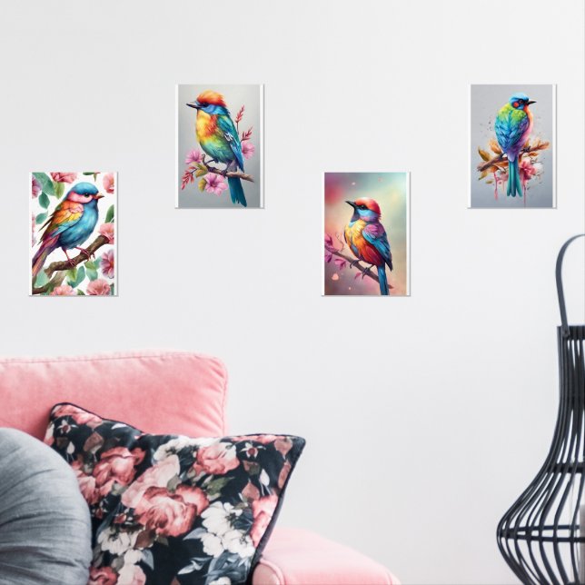 Colorful birds wall art sets (Livingroom)