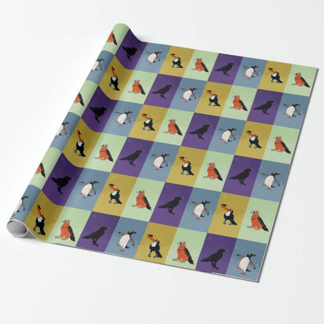 Colorful Birds Wrapping Paper (Unrolled)