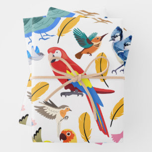 Colorful Birds Wrapping Paper Sheets