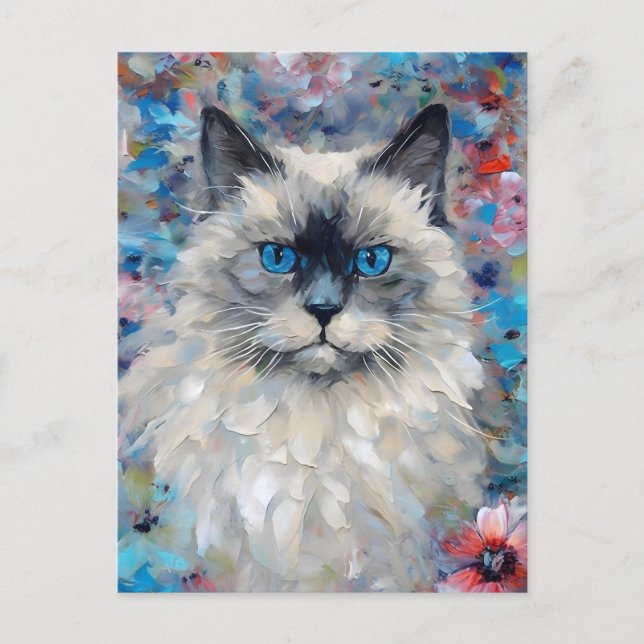 Colorful Birman Cat Postcard (Front)