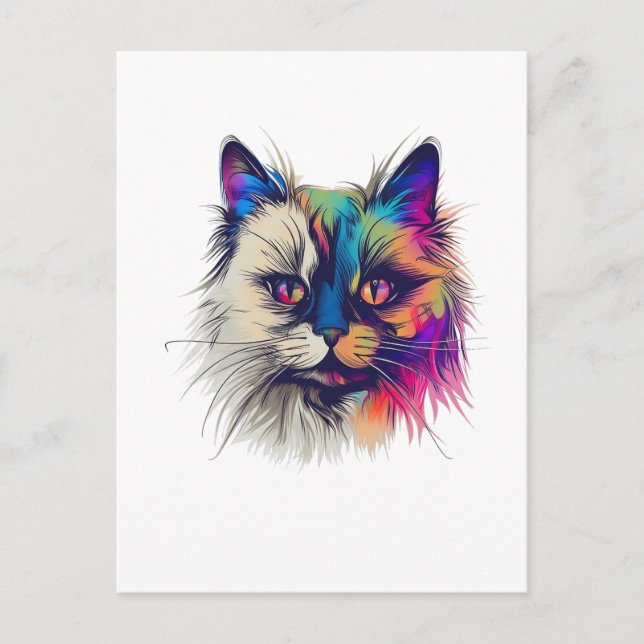 Colorful Birman cat Postcard (Front)