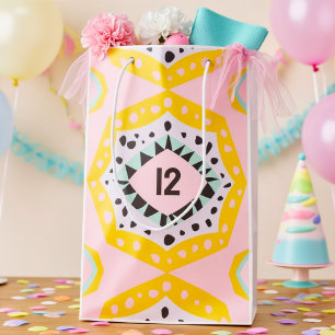 Colorful Birthday Age Gift Bag With Shapes