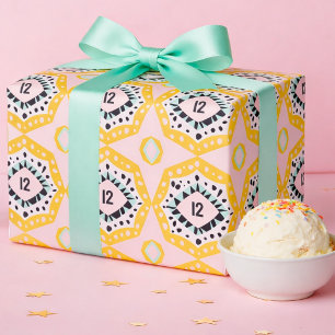 Colorful Birthday Age Wrapping Paper With Shapes