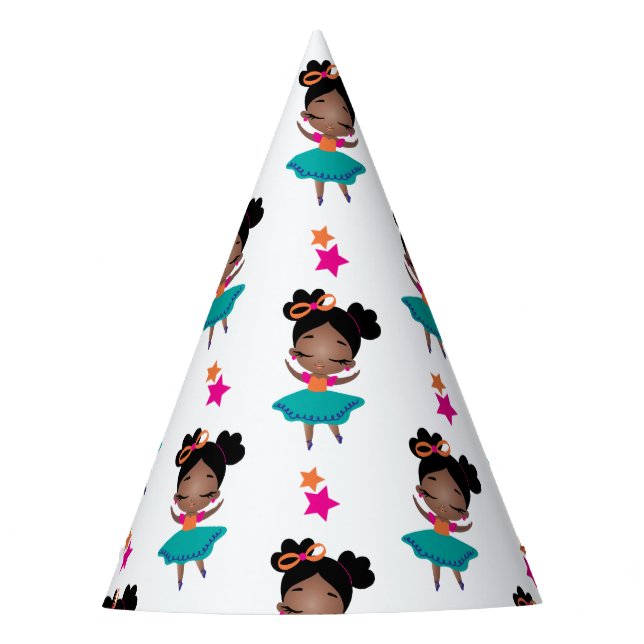 Colorful Birthday Ballerina Dress Party Hat (Front)