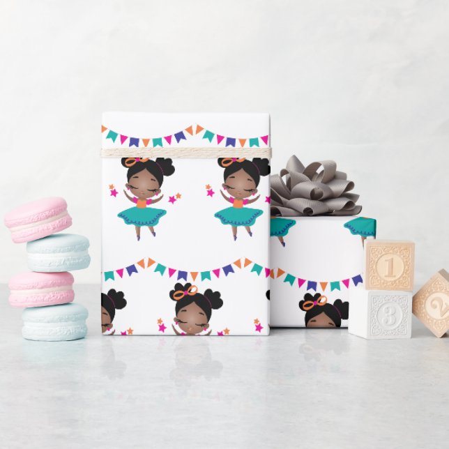 Colorful Birthday Ballerina Dress Wrapping Paper (Baby Shower)