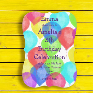 Colorful Birthday Balloon Party Invitation