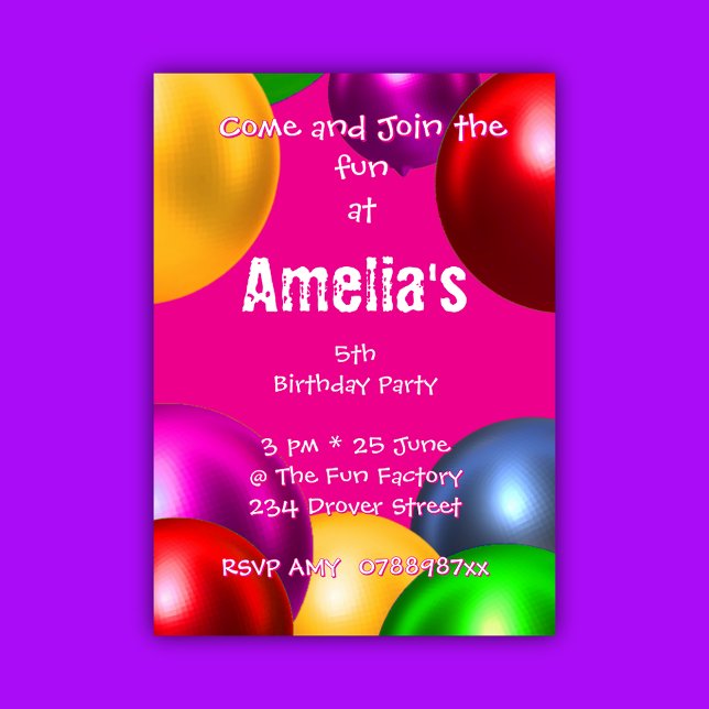 Colorful Birthday Balloon Party Invitation (Creator Uploaded)