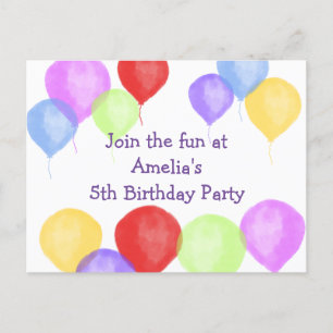 Colorful Birthday Balloon Party Postcard