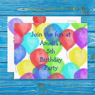 Colorful Birthday Balloon Party Postcard