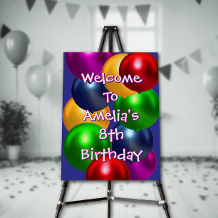 Colorful Birthday Balloon Welcome Banner Foam Board
