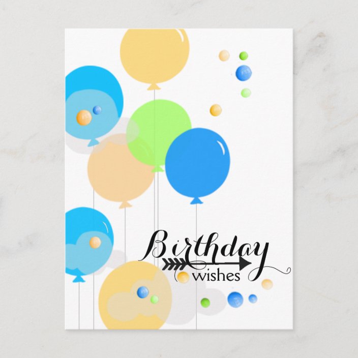 Colorful Birthday Balloons and Paint Drops Postcard | Zazzle.com