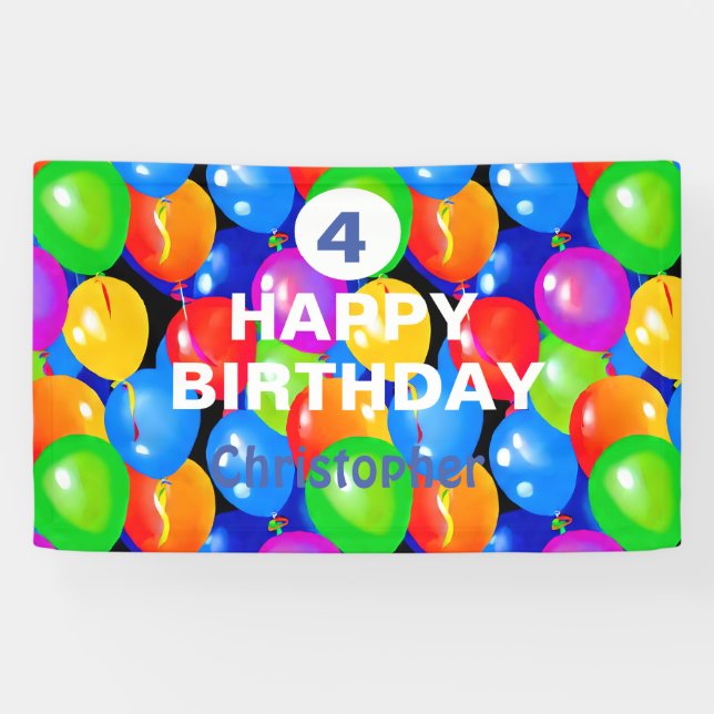 Colorful Birthday Balloons  Banner (Horizontal)