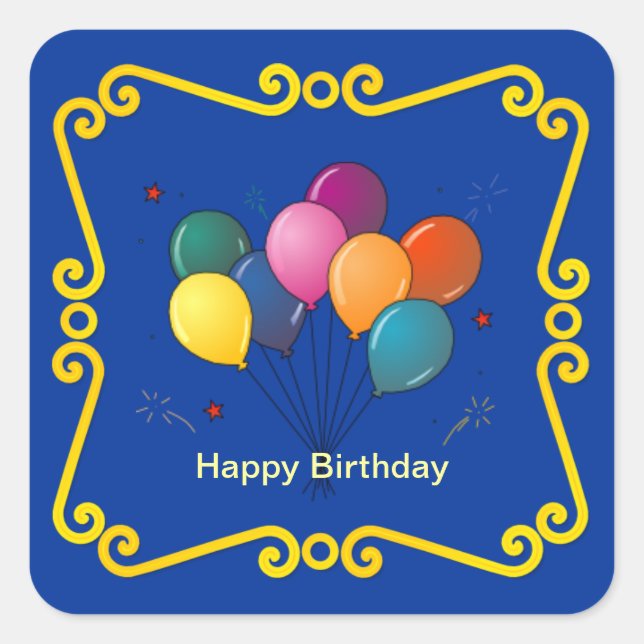 Colorful Birthday Balloons Celebration Sticker (Front)
