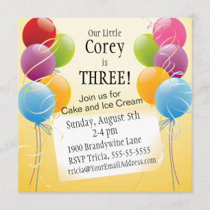 Colorful Birthday Balloons Children's Party Invitation