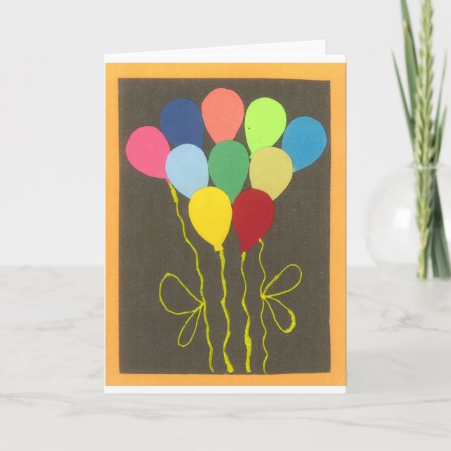 Colorful Birthday Balloons Graphic Art Design Card (Front)