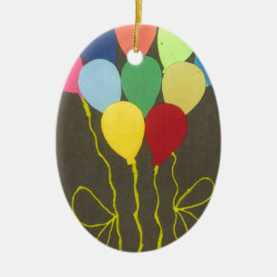 Colorful Birthday Balloons Graphic Art Design Ceramic Ornament