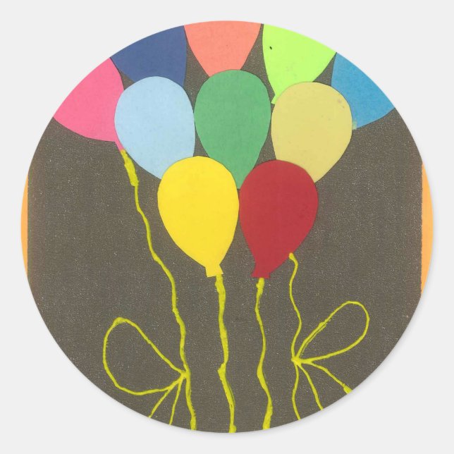 Colorful Birthday Balloons Graphic Art Design Classic Round Sticker (Front)