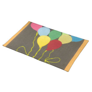 Colorful Birthday Balloons Graphic Art Design Cloth Placemat