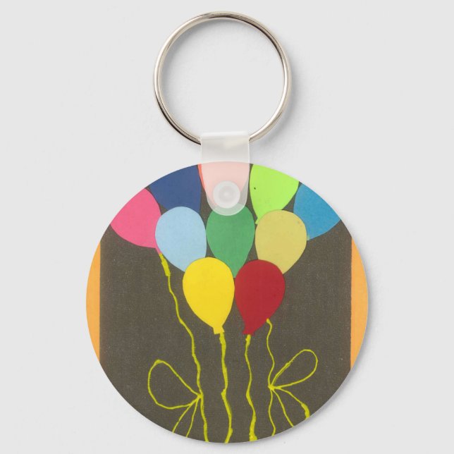 Colorful Birthday Balloons Graphic Art Design Keychain (Front)