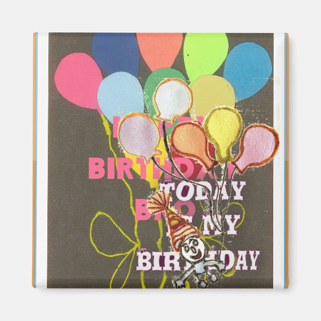 Colorful Birthday Balloons Graphic Art Design Magnet (Front)