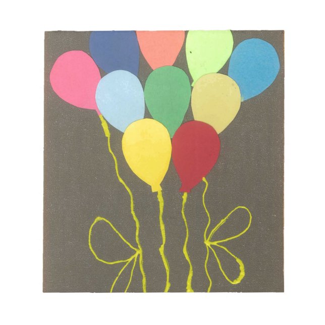 Colorful Birthday Balloons Graphic Art Design Notepad (Front)