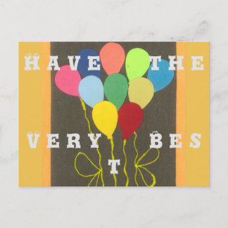 Colorful Birthday Balloons Graphic Art Design Postcard