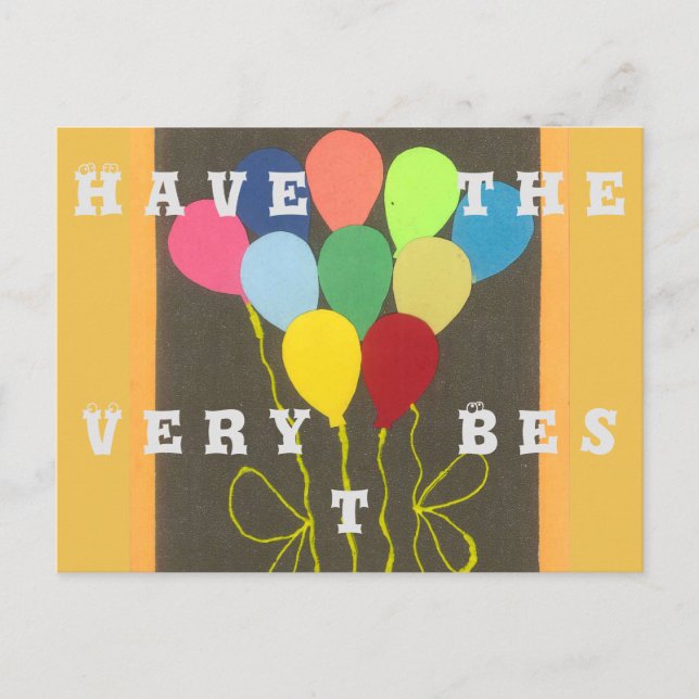 Colorful Birthday Balloons Graphic Art Design Postcard (Front)