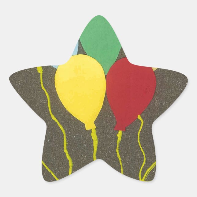 Colorful Birthday Balloons Graphic Art Design Star Sticker (Front)