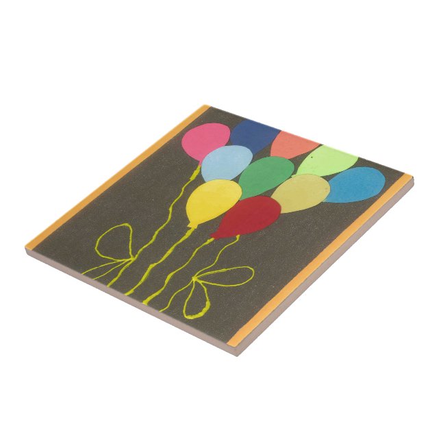 Colorful Birthday Balloons Graphic Art Design Tile (Side)