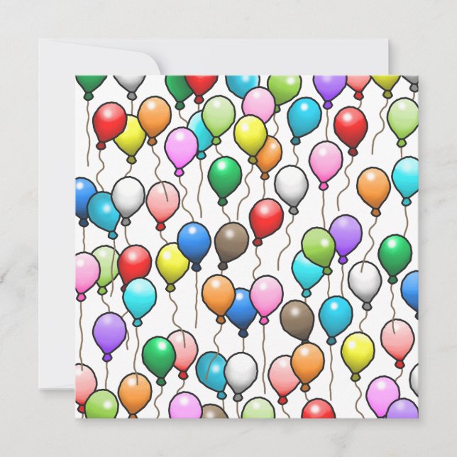 Colorful Birthday Balloons Invitation (Front)