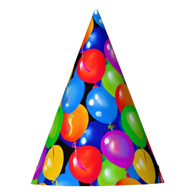 Colorful Birthday Balloons  Party Hat (Front)