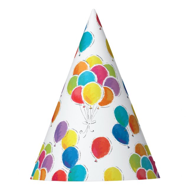 Colorful Birthday Balloons Party Hat (Front)