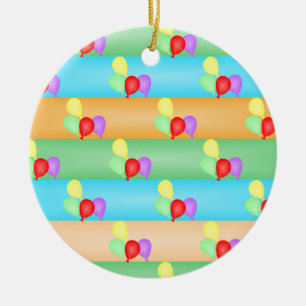 Colorful Birthday Balloons Pattern Ceramic Ornament