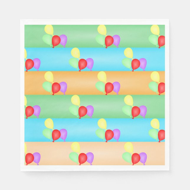 Colorful Birthday Balloons Pattern Napkins (Front)