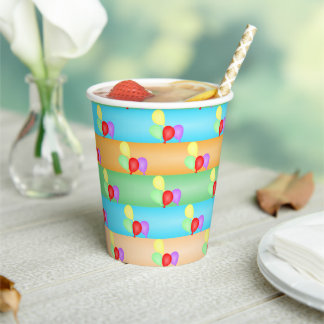 Colorful Birthday Balloons Pattern Paper Cups
