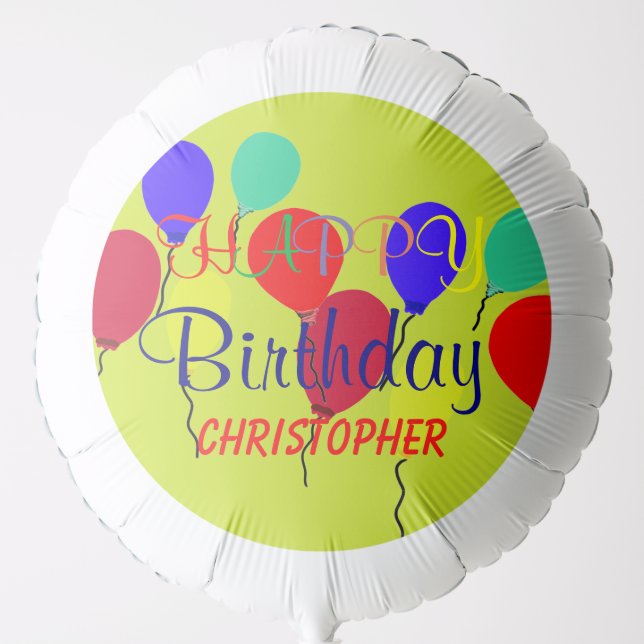 Colorful Birthday Balloons Personalized Name (Front)