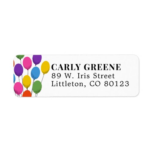 Colorful Birthday Balloons Return Address Label