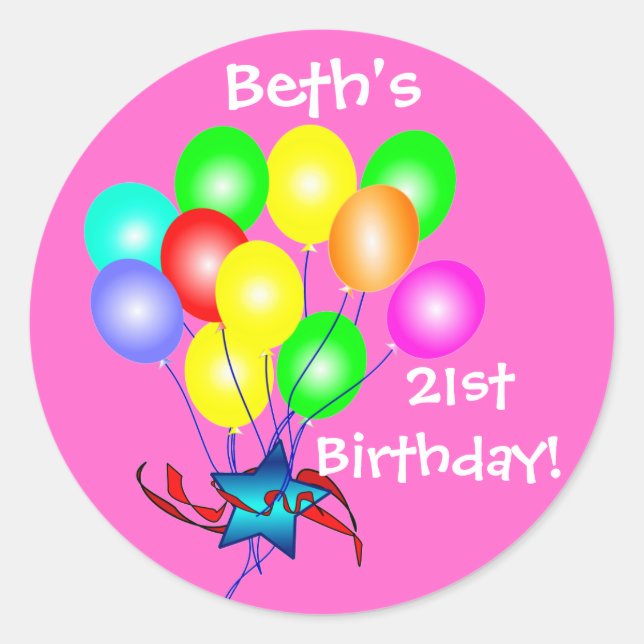 Colorful Birthday Balloons Stickers (Front)