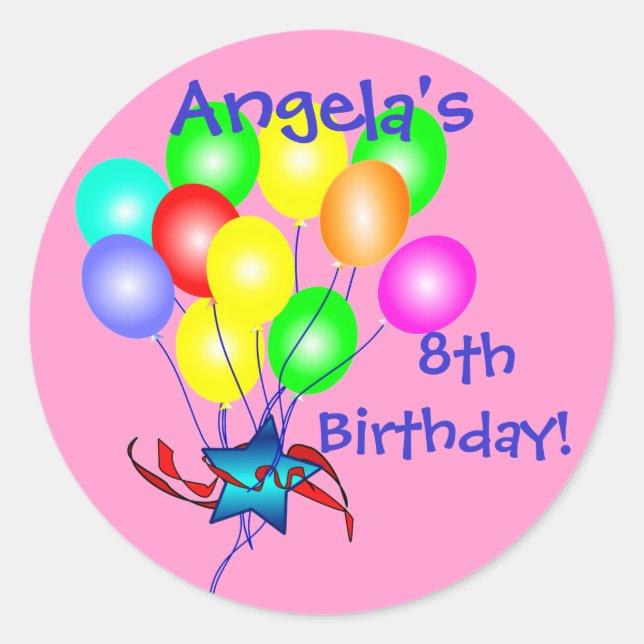 Colorful Birthday Balloons Stickers (Front)