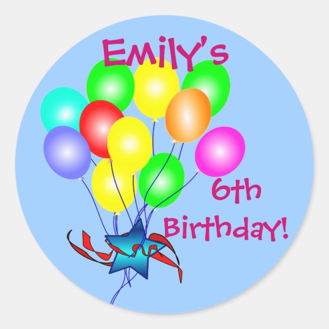 Colorful Birthday Balloons Stickers (Front)