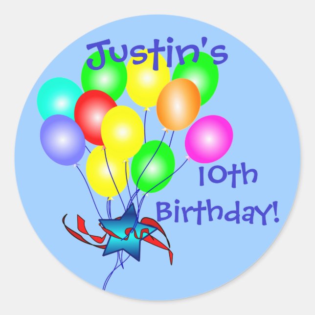 Colorful Birthday Balloons Stickers (Front)
